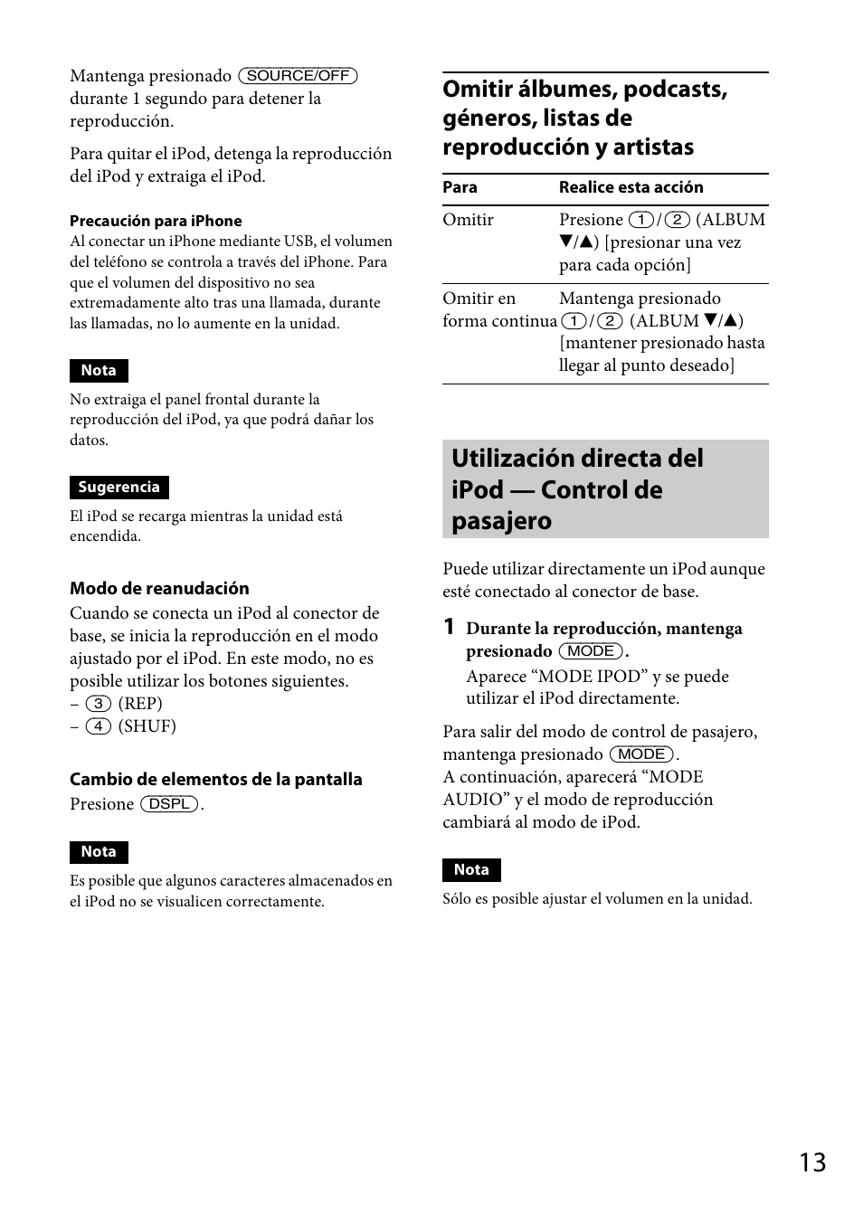 Utilización directa del ipod — control de pasajero | Sony CDX-GT56UI User Manual | Page 41 / 60