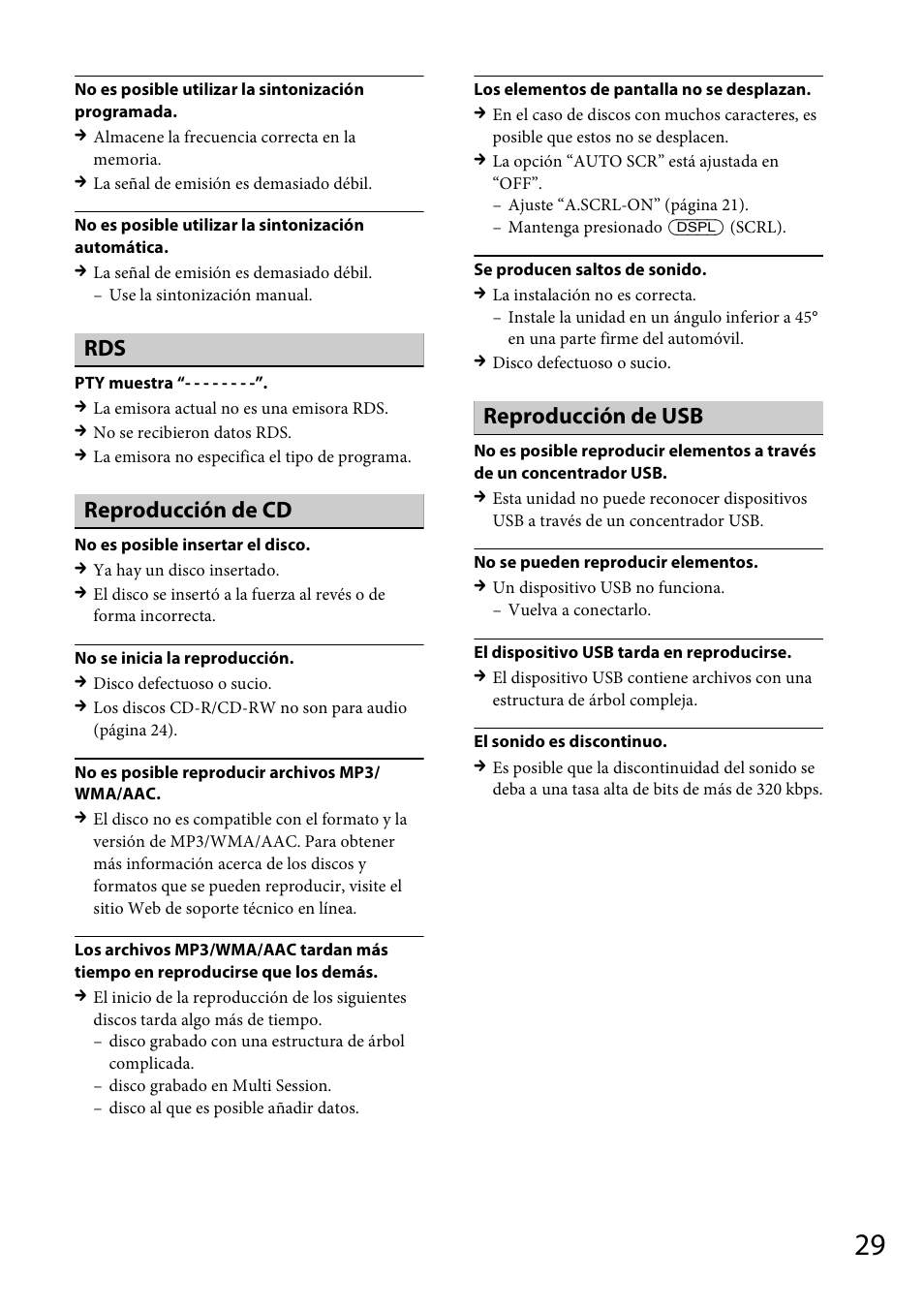 Reproducción de cd, Reproducción de usb | Sony CDX-GT56UI User Manual | Page 57 / 60