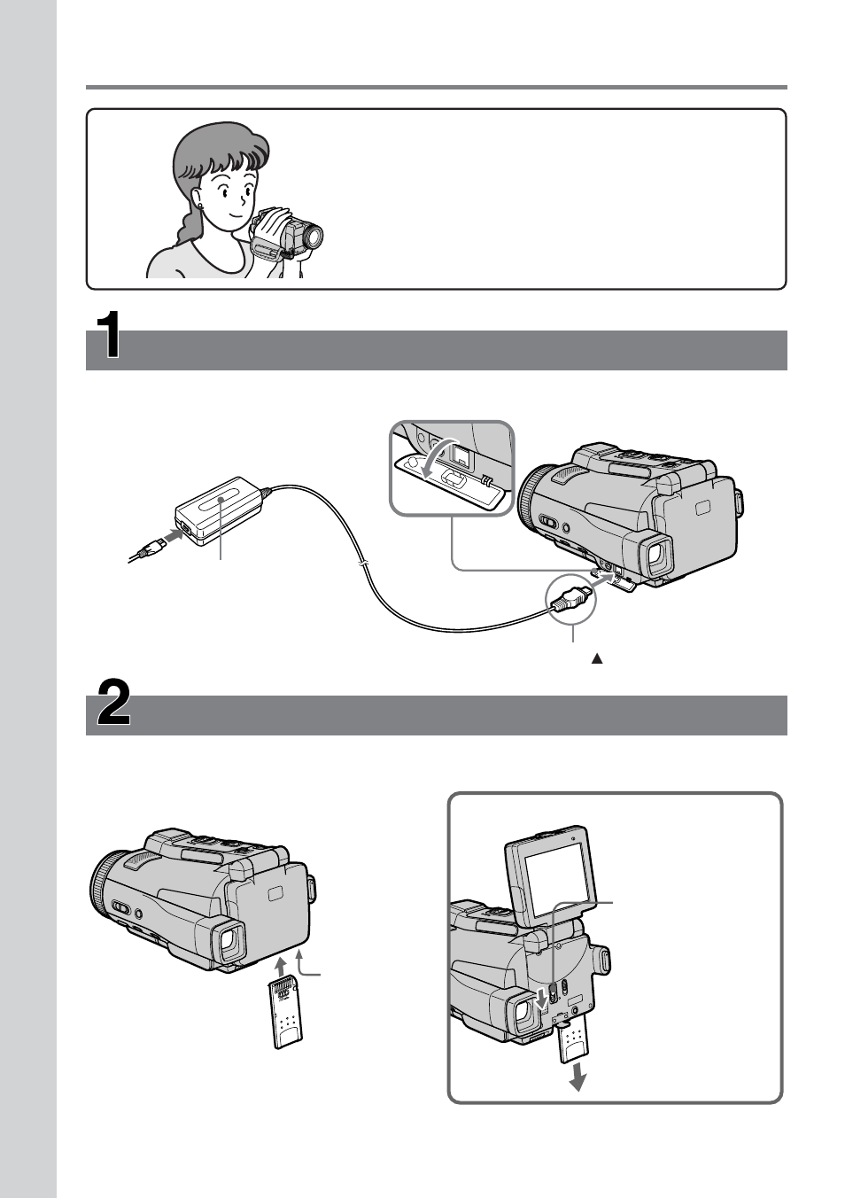 Quick start guide – recording on a “memory stick, Connecting the power cord | Sony DCR-IP210 User Manual | Page 12 / 220