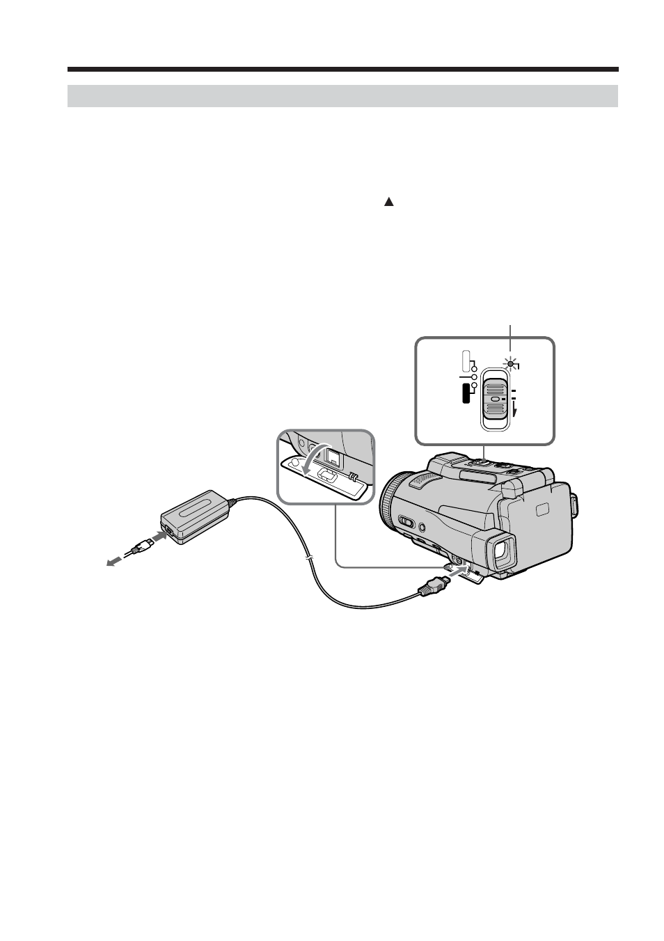 Charging the battery pack, Step 1 preparing the power supply | Sony DCR-IP210 User Manual | Page 18 / 220