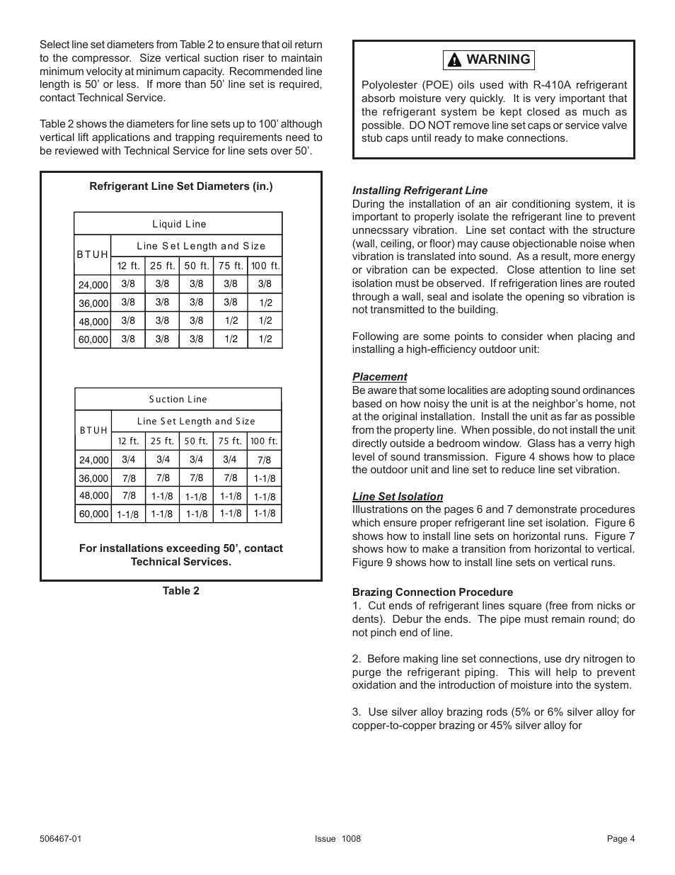 Warning | Allied Air Enterprises 4AC16LT User Manual | Page 4 / 22