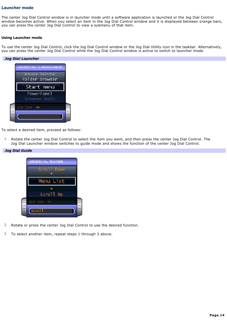 Launcher mode | Sony PCG-NV190P User Manual | Page 14 / 188