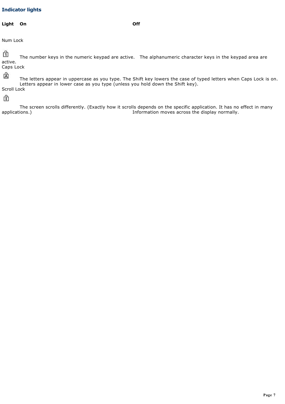 Indicator lights | Sony PCG-NV190P User Manual | Page 7 / 188