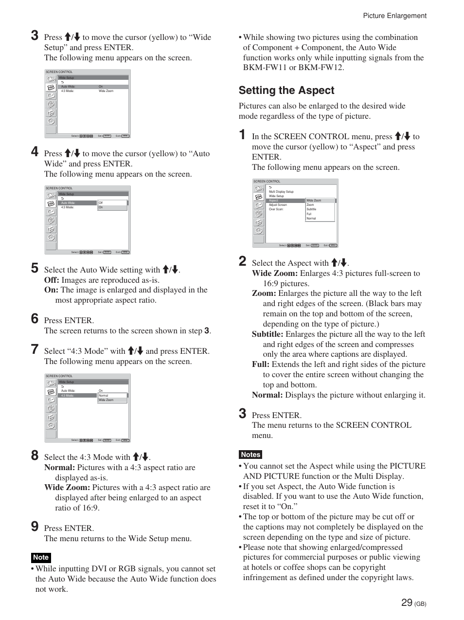 Setting the aspect | Sony FWD-32LX1R User Manual | Page 29 / 45