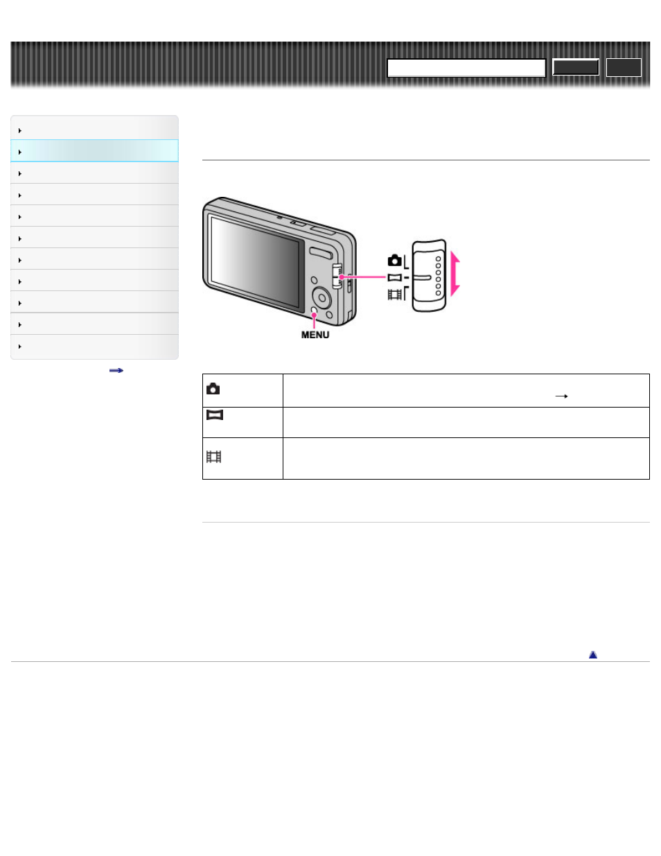 List of mode switch functions, Cyber-shot user guide | Sony DSC-W690 User Manual | Page 35 / 184