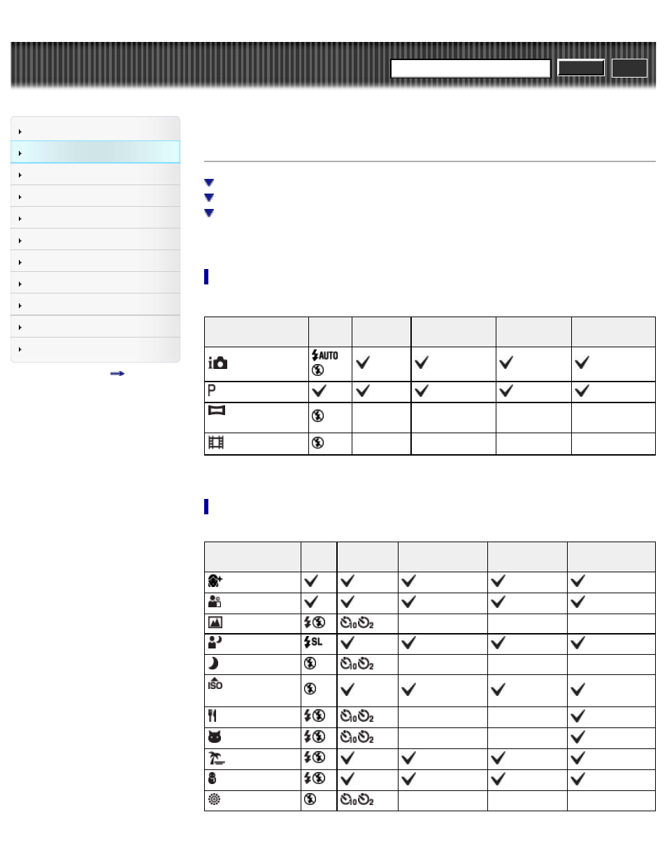 Functions not available in some rec modes, Cyber-shot user guide | Sony DSC-W690 User Manual | Page 47 / 184