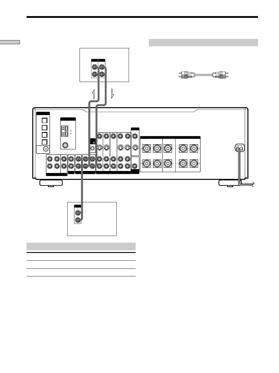 Audio component hookups 6, Audio component hookups, Jacks for connecting audio components | Required cords, Hooking up the components, Connect a to the, Audio cords (not supplied), White (l), White (l) red (r) red (r) | Sony STR-DE675 User Manual | Page 6 / 56