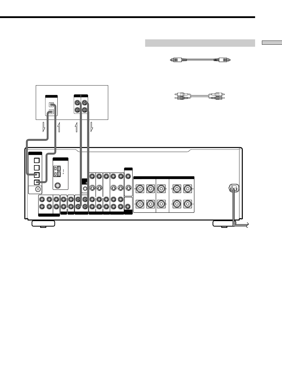 Required cords, Hooking up the components, White (l) | White (l) red (r) red (r), Black, Md or tape deck | Sony STR-DE675 User Manual | Page 9 / 56