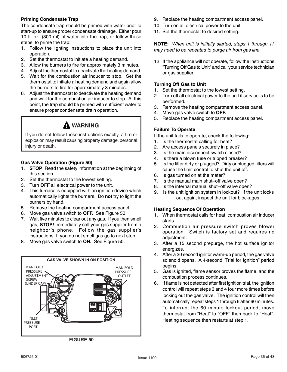 Warning | Allied Air Enterprises A95DF User Manual | Page 35 / 48