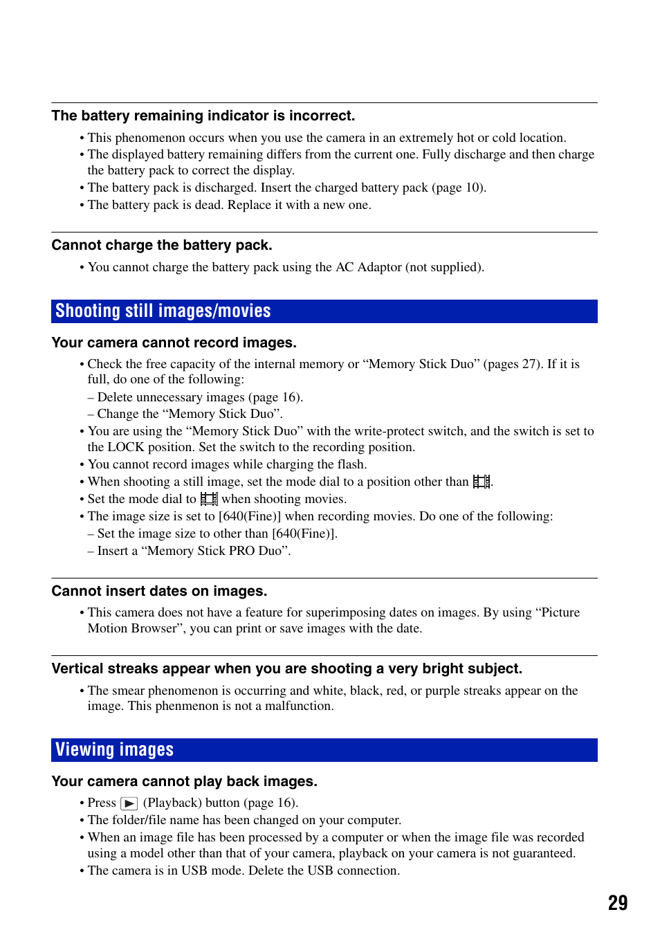 Shooting still images/movies, Viewing images, Shooting still images/movies viewing images | Sony DSC-W80 User Manual | Page 29 / 36