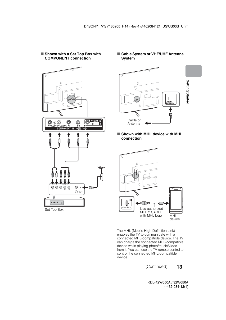 Sony KDL-32W650A User Manual | Page 13 / 48