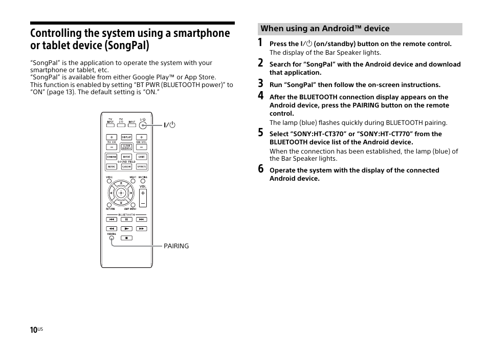 Songpal) | Sony HT-CT770 User Manual | Page 10 / 96