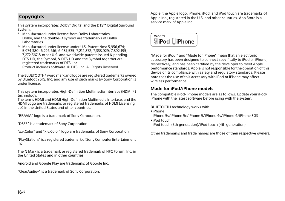 Sony HT-CT770 User Manual | Page 16 / 96