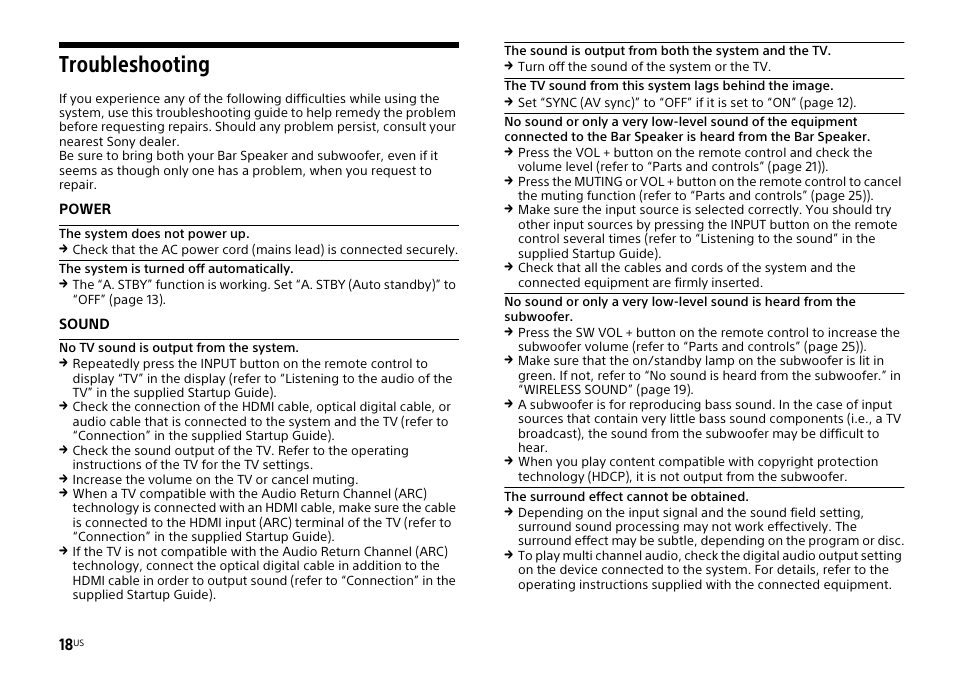 Troubleshooting | Sony HT-CT770 User Manual | Page 18 / 96