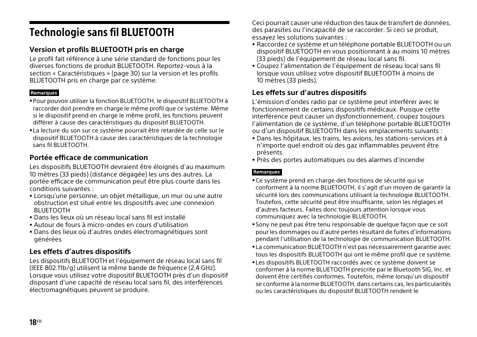 Technologie sans fil bluetooth | Sony HT-CT770 User Manual | Page 46 / 96