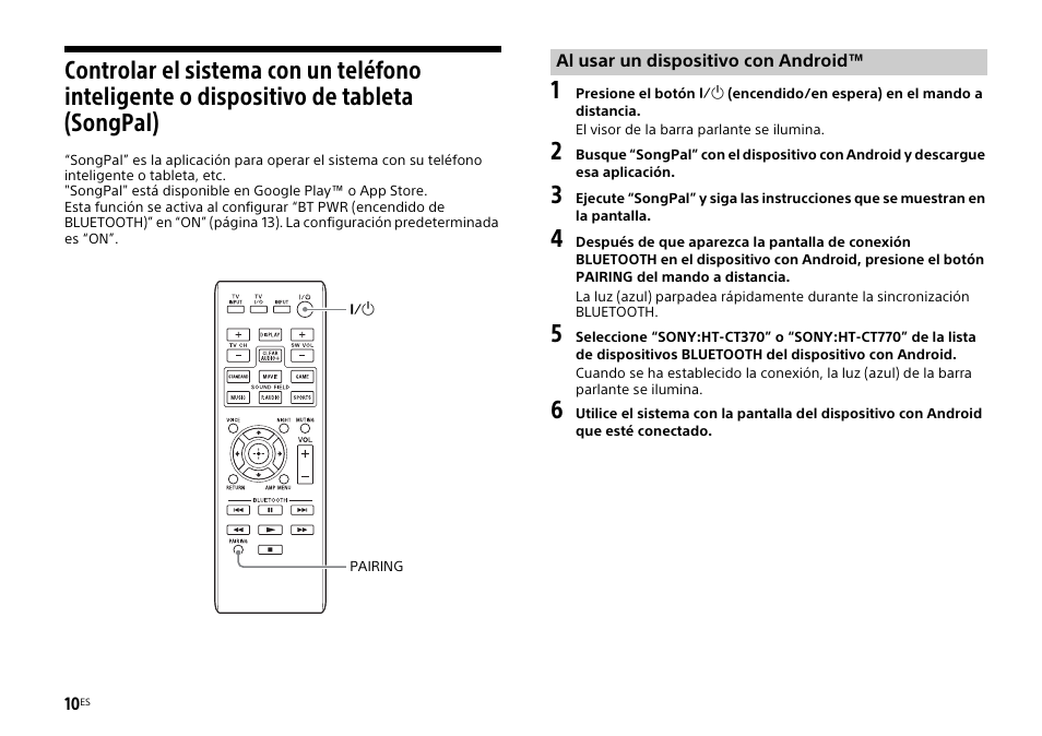 De tableta (songpal) | Sony HT-CT770 User Manual | Page 70 / 96