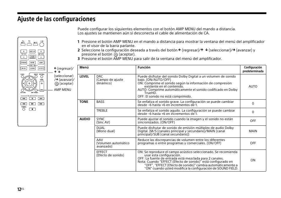 Ajuste de las configuraciones | Sony HT-CT770 User Manual | Page 72 / 96