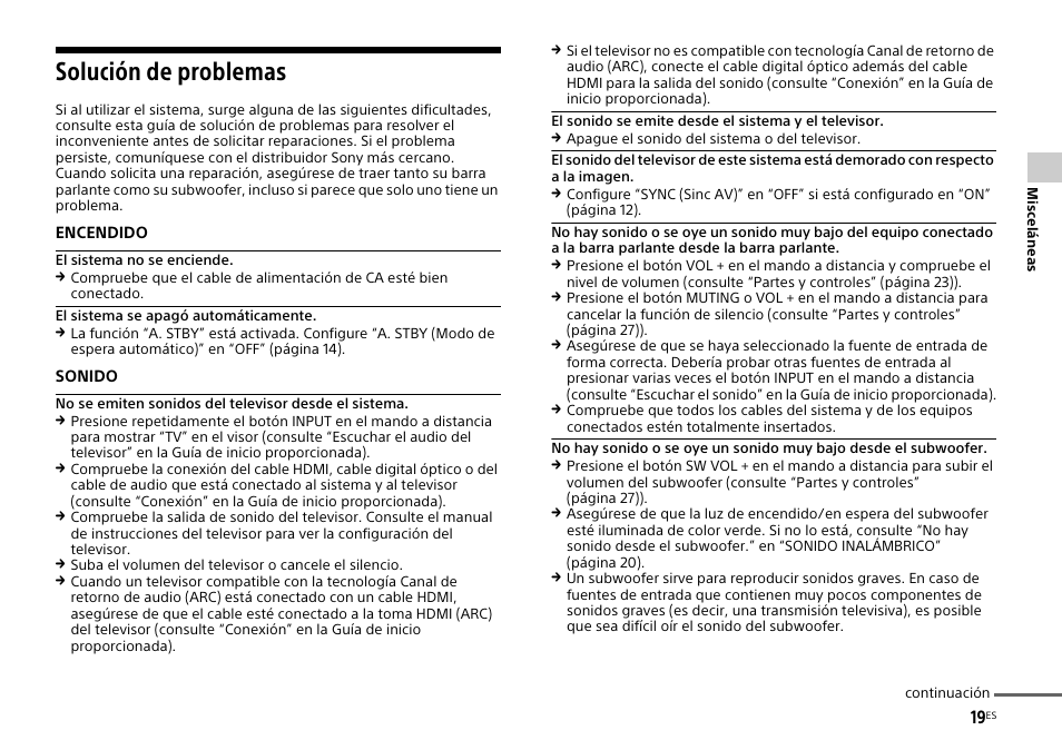 Solución de problemas | Sony HT-CT770 User Manual | Page 79 / 96