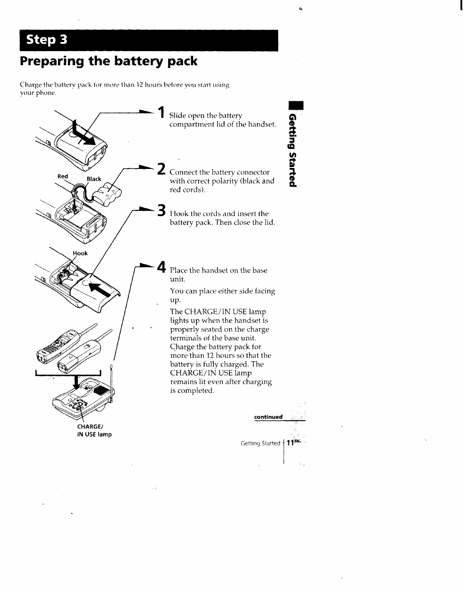 Preparing the battery pack, Step 3 | Sony SPP-A700 User Manual | Page 11 / 92