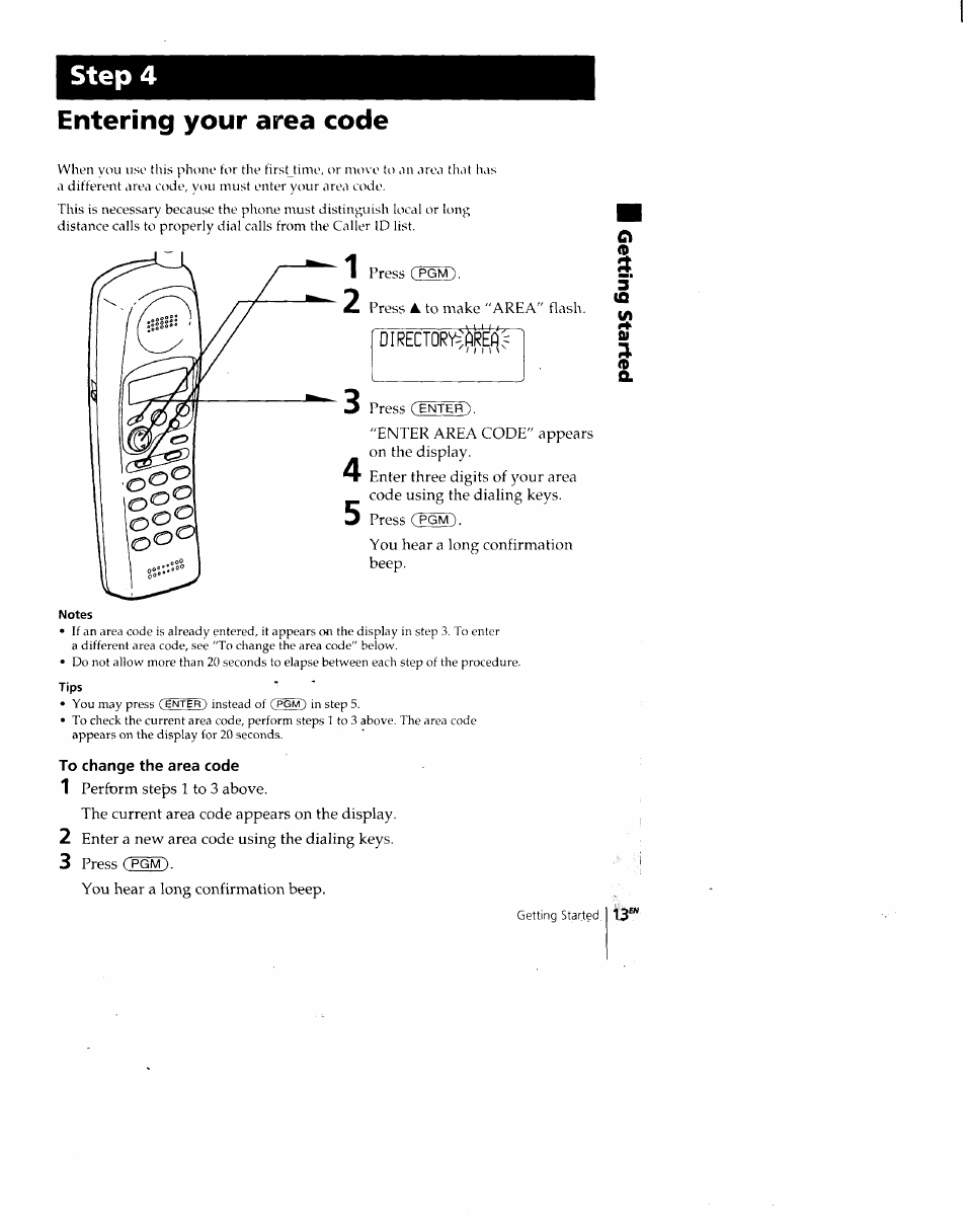 Entering your area code, Tips, To change the area code | Step 4 | Sony SPP-A700 User Manual | Page 13 / 92