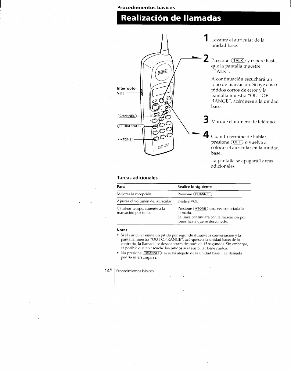 Realización de llamadas, Notas, Realización de llamadas 1 | Sony SPP-A700 User Manual | Page 60 / 92