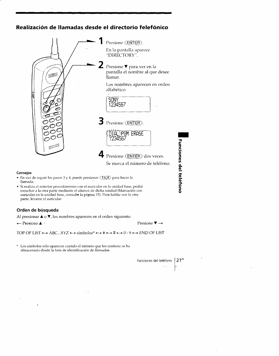 Consejos, Orden de búsqueda, T'23íé67 | Sony SPP-A700 User Manual | Page 67 / 92