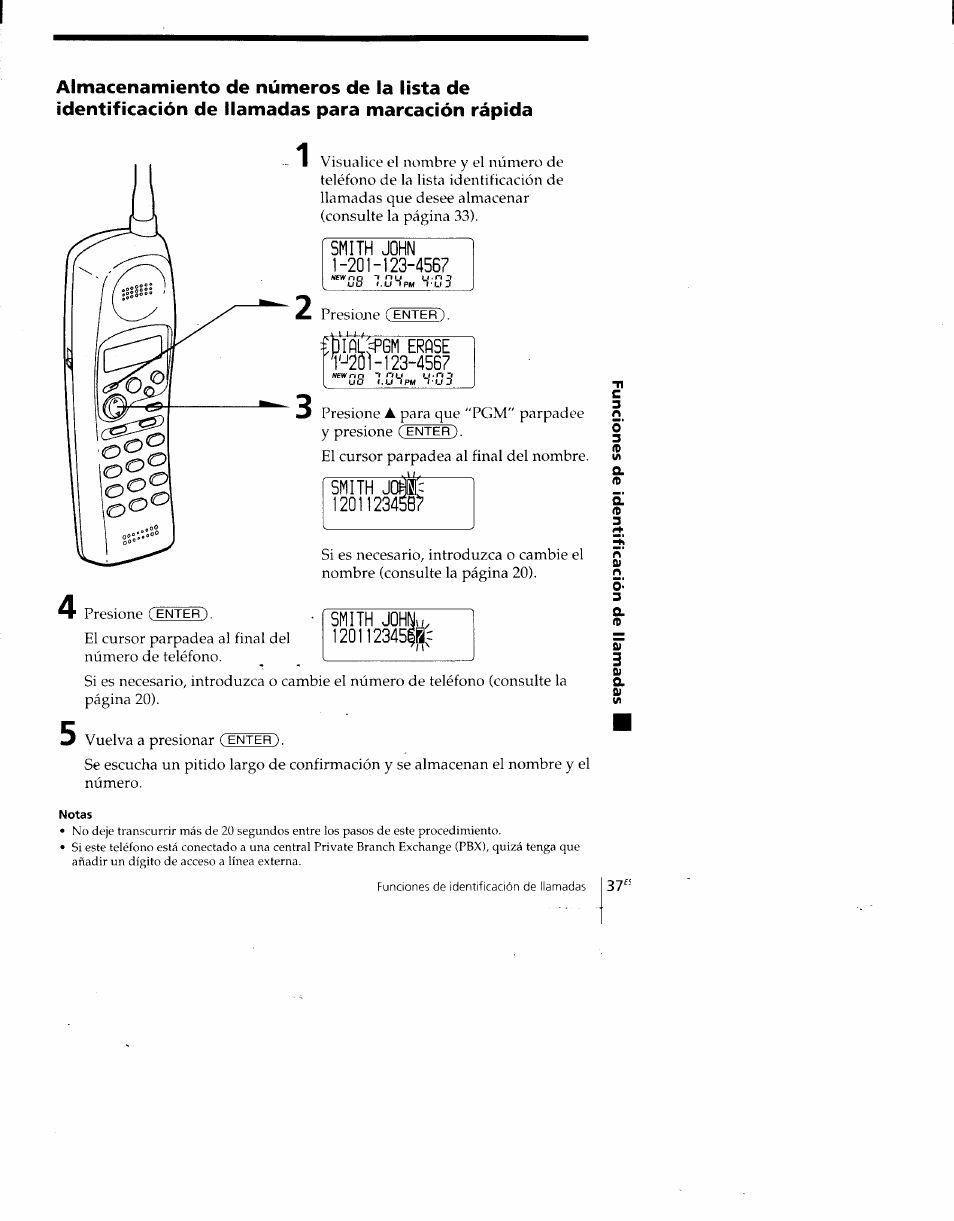 Smith john 1-201-123-4567, Erpse 'н'-^25н-123-4567, Smith j0i|: 1201123458 | Smith johnu. 12011234511, Notas | Sony SPP-A700 User Manual | Page 83 / 92