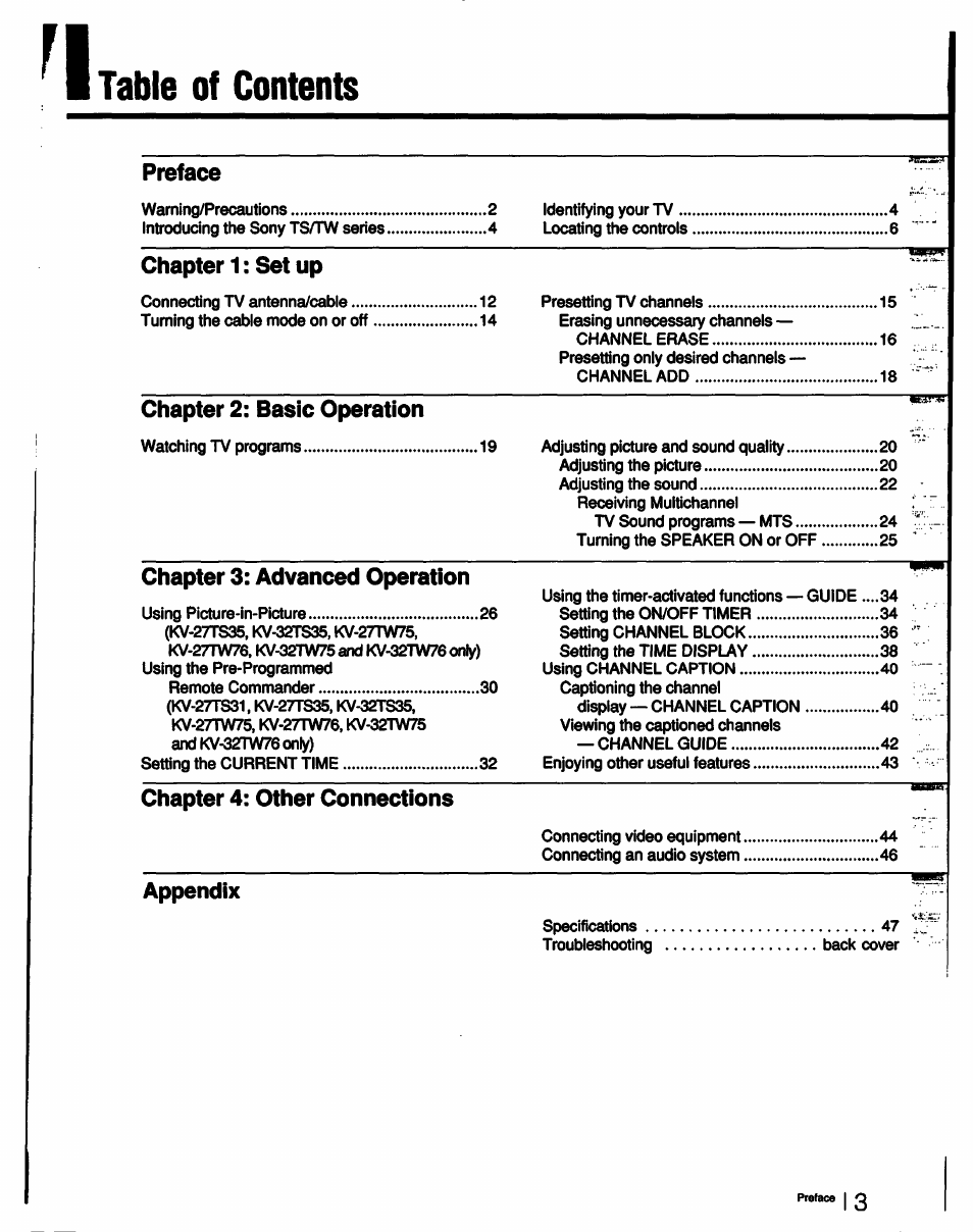 Sony KV-32TS35 User Manual | Page 3 / 48