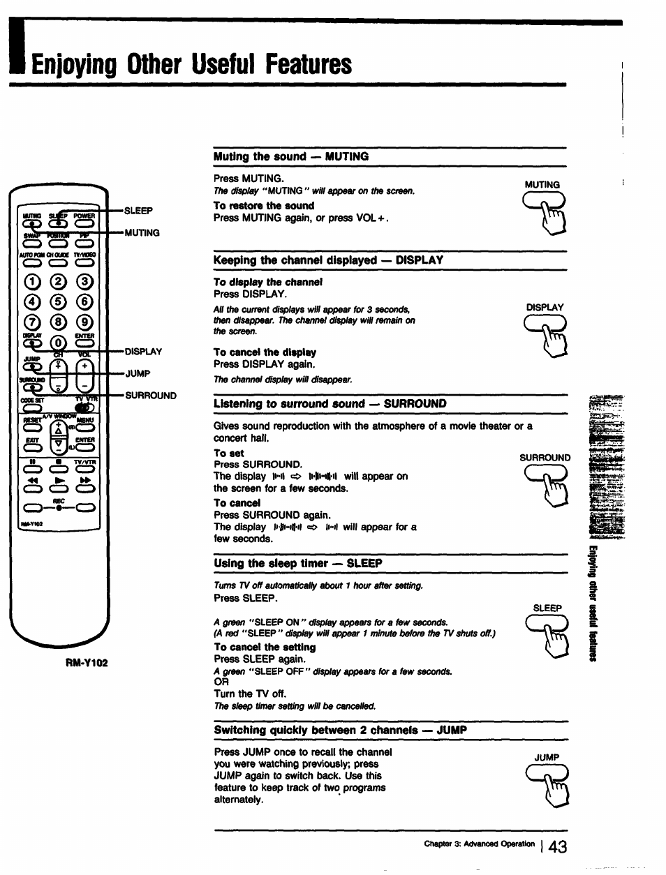Enjoying other useful features | Sony KV-32TS35 User Manual | Page 43 / 48