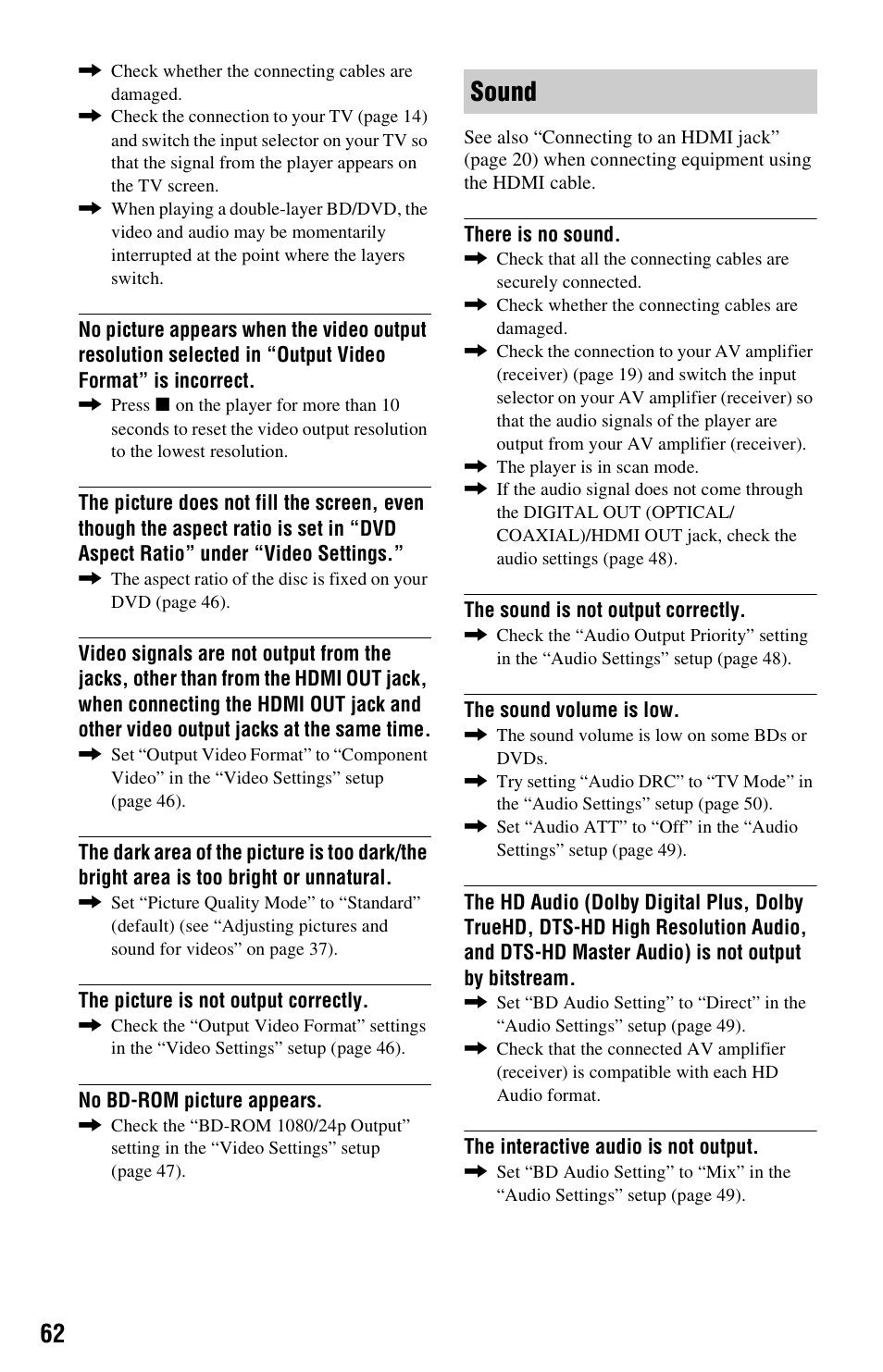 Sound | Sony BDP-S560 User Manual | Page 62 / 87