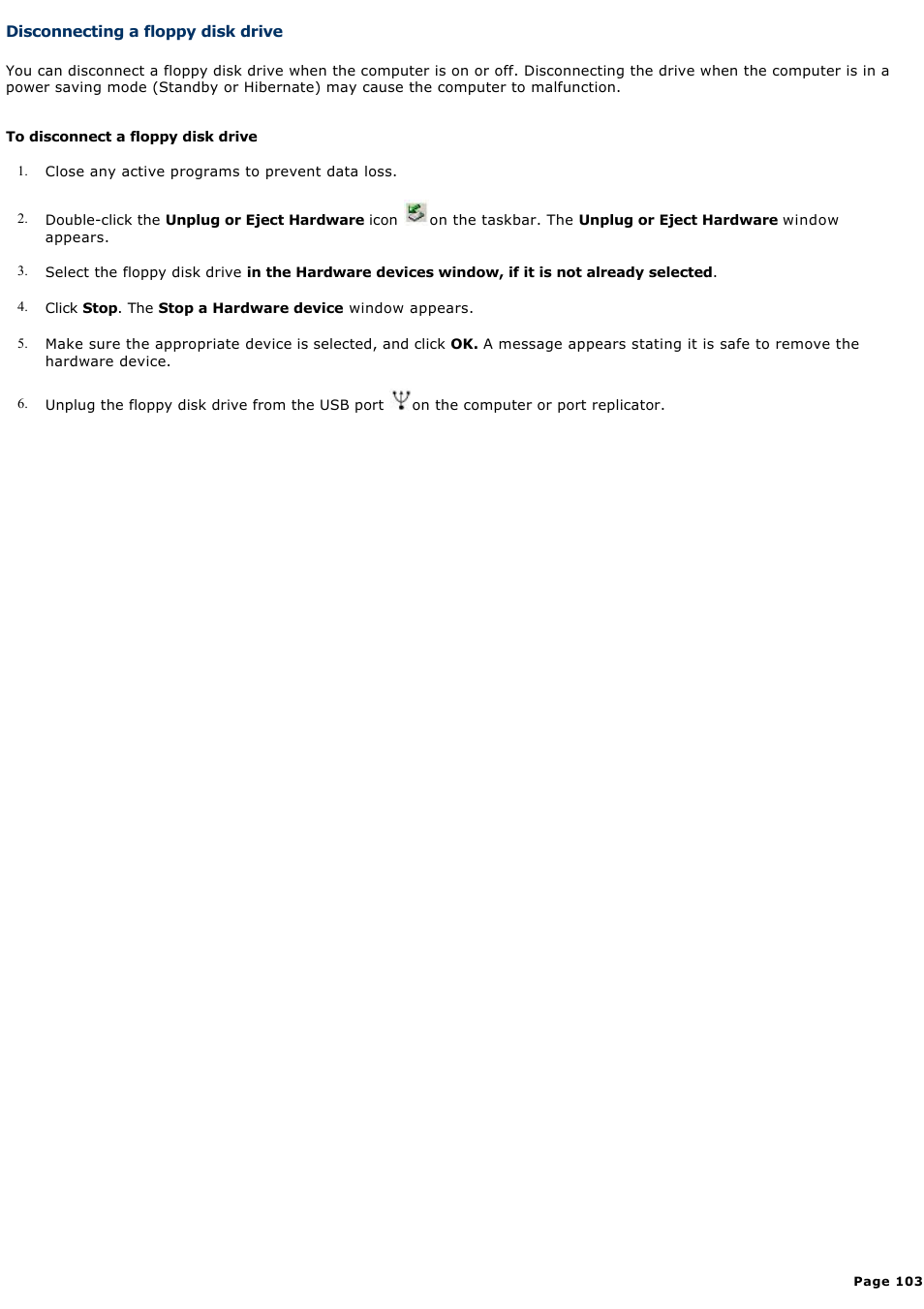 Disconnecting a floppy disk drive | Sony PCG-GRX690K User Manual | Page 103 / 264