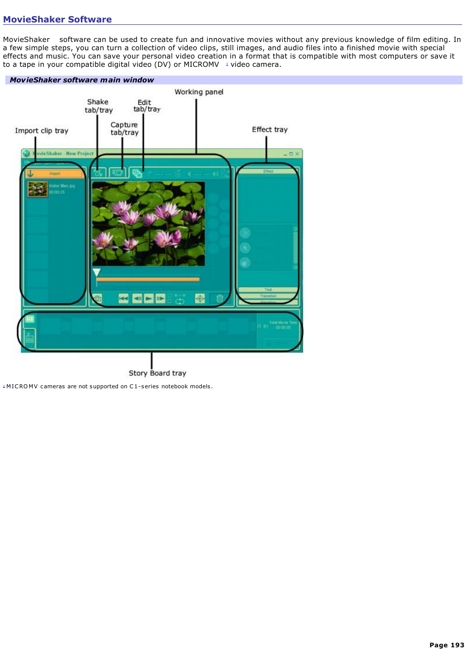 Movieshaker software | Sony PCG-GRX690K User Manual | Page 193 / 264