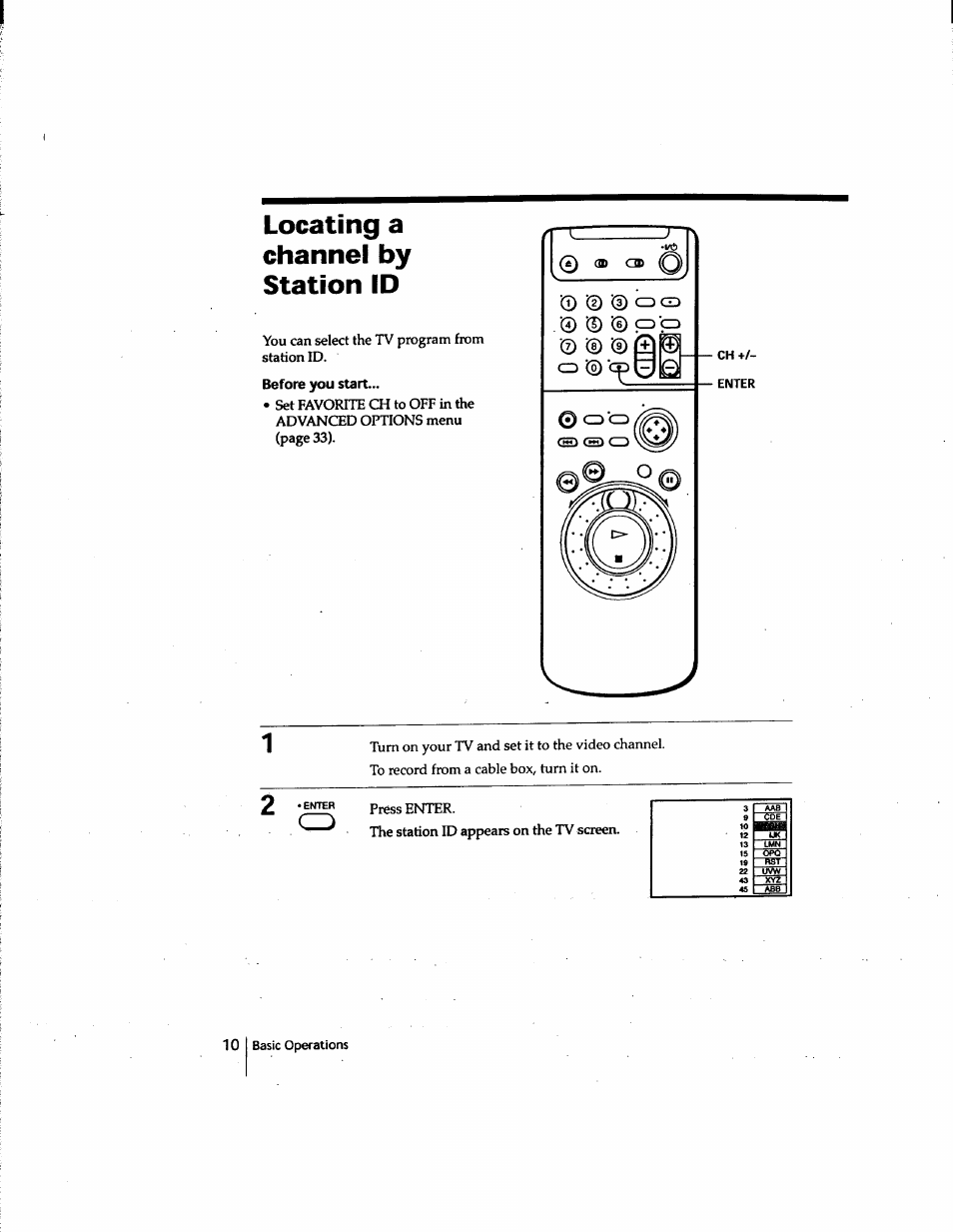 Locating a channel by station id | Sony SLV-M91HF User Manual | Page 10 / 80