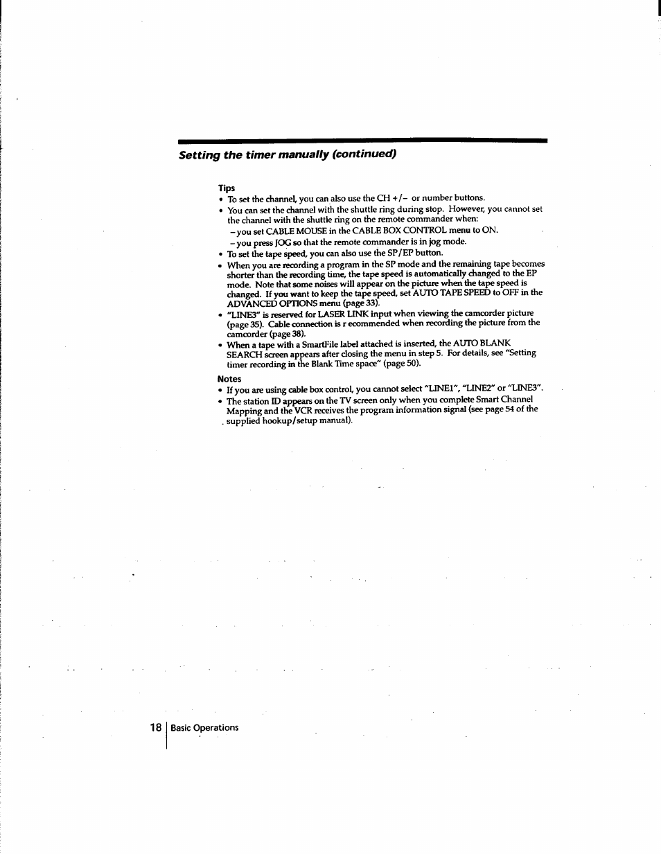 Tips, Notes | Sony SLV-M91HF User Manual | Page 18 / 80