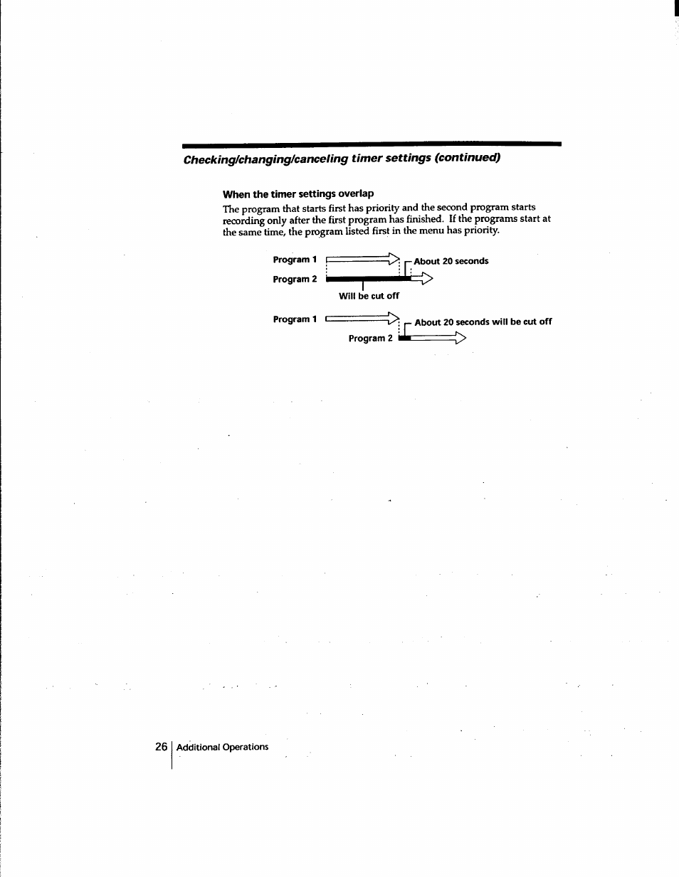 When the timer settings overlap | Sony SLV-M91HF User Manual | Page 26 / 80