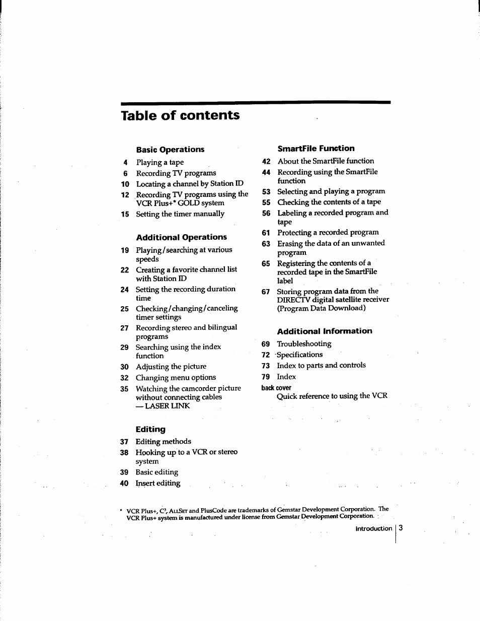 Sony SLV-M91HF User Manual | Page 3 / 80