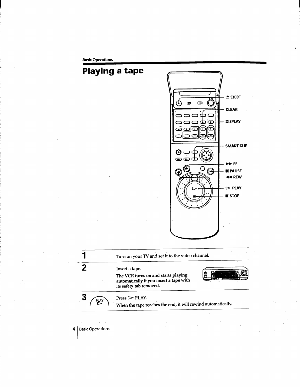 Playing a tape, Bjotk | Sony SLV-M91HF User Manual | Page 4 / 80