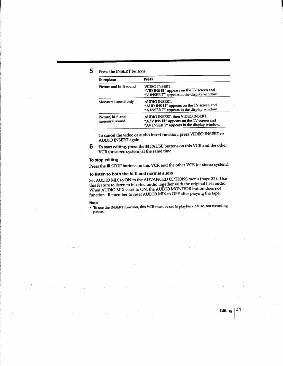 To stop editing | Sony SLV-M91HF User Manual | Page 41 / 80