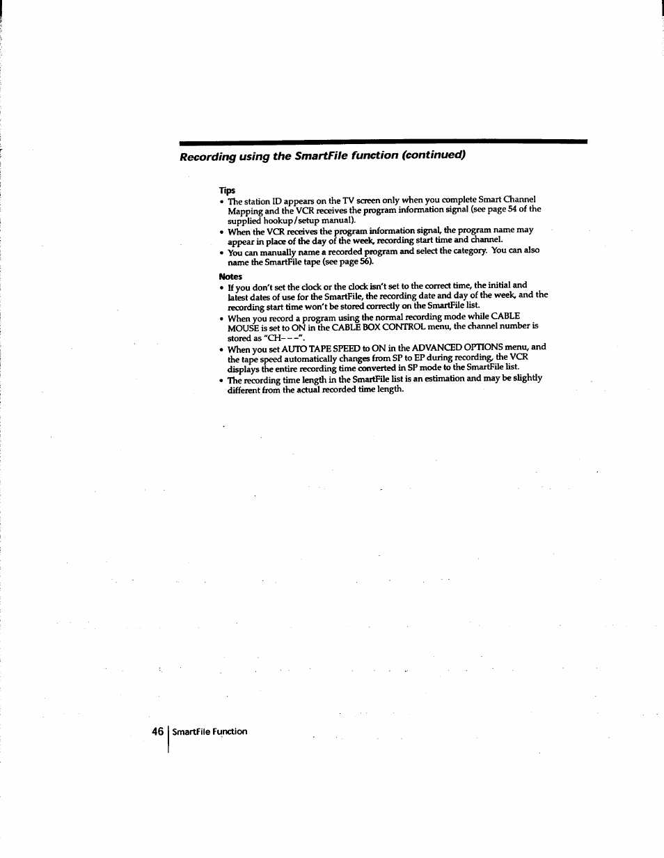 Tips, Notes | Sony SLV-M91HF User Manual | Page 46 / 80