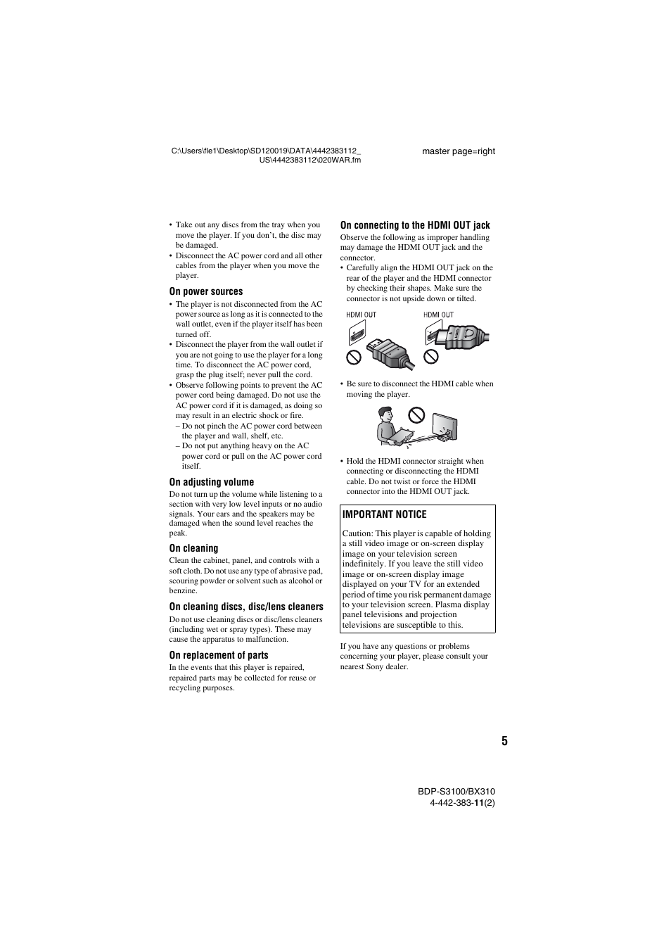Sony BDP-S3100 User Manual | Page 5 / 44