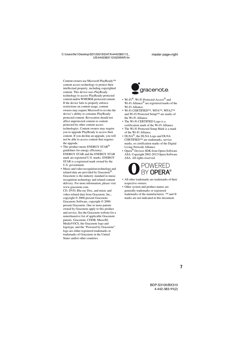 Sony BDP-S3100 User Manual | Page 7 / 44