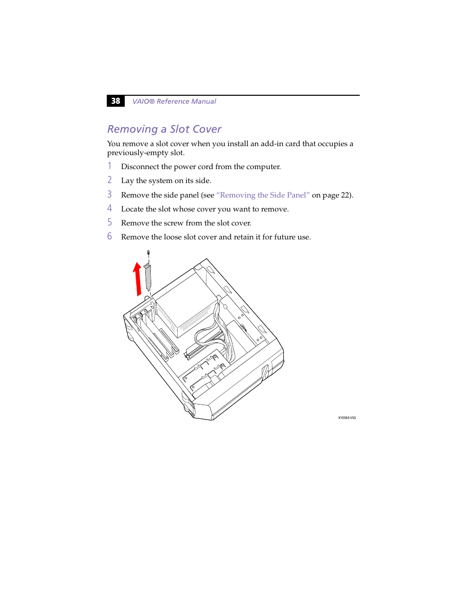 Removing a slot cover | Sony PCV-J100 User Manual | Page 52 / 114