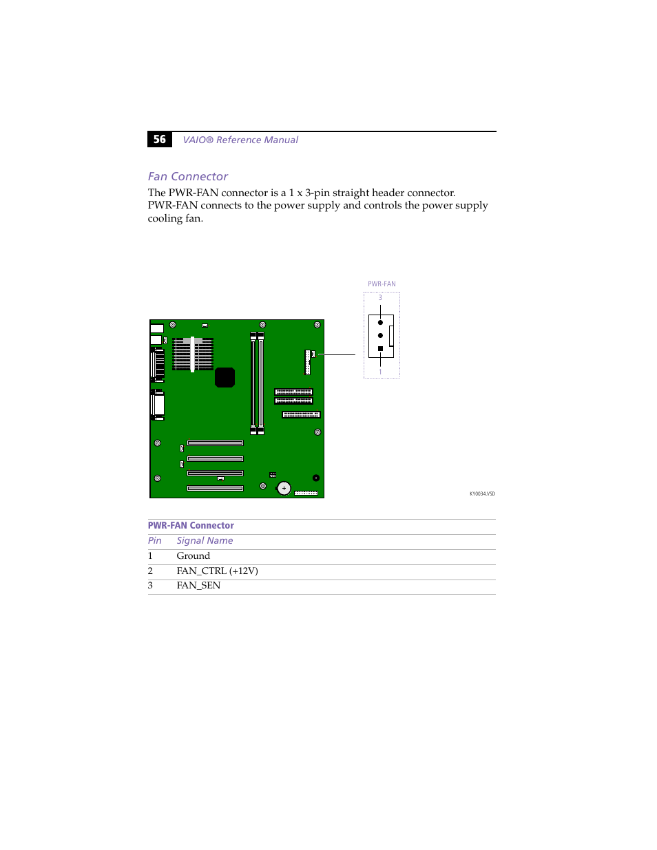 Fan connector, 56 fan connector | Sony PCV-J100 User Manual | Page 70 / 114