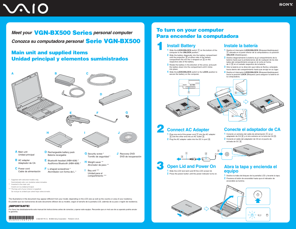 Sony VGN-BX540B User Manual | 2 pages