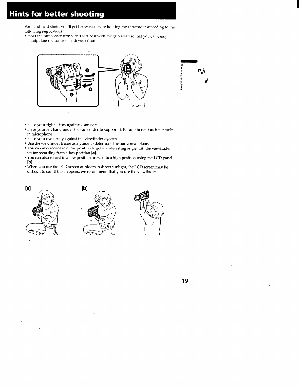 Hints for better shooting | Sony CCD-TRV95 User Manual | Page 20 / 110