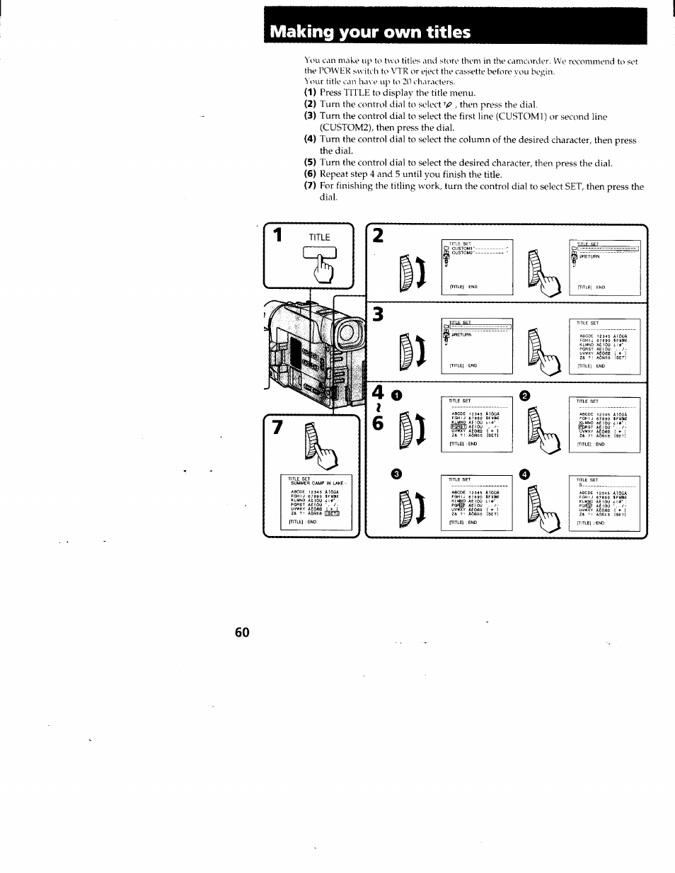 Making your own titles | Sony CCD-TRV95 User Manual | Page 61 / 110