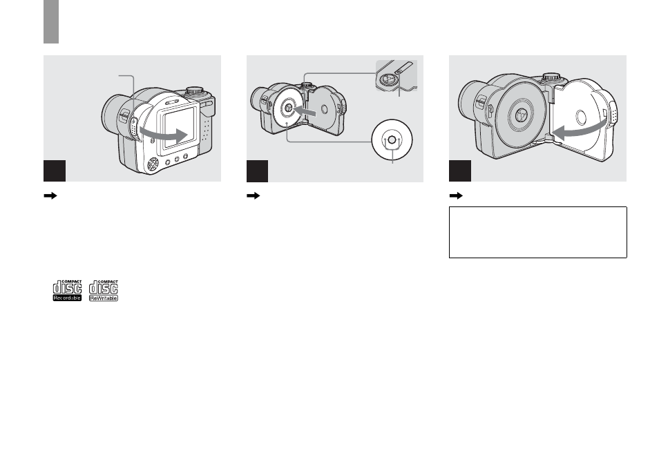 Shooting still images, Inserting and removing a disc, P (18) | Sony MVC-CD350 User Manual | Page 18 / 120