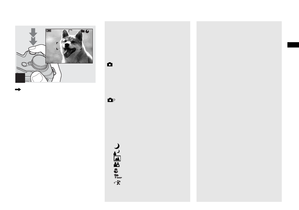 Mode dial for still image shooting, Auto focus | Sony MVC-CD350 User Manual | Page 23 / 120