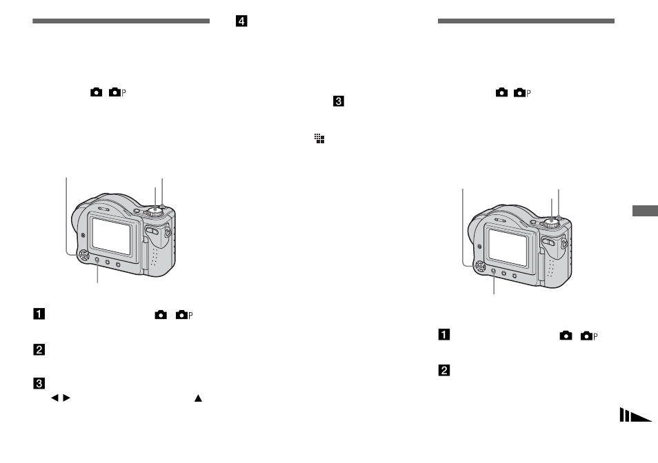 Shooting still images in tiff mode, Shooting still images for e-mail, Tiff | E-mail | Sony MVC-CD350 User Manual | Page 53 / 120