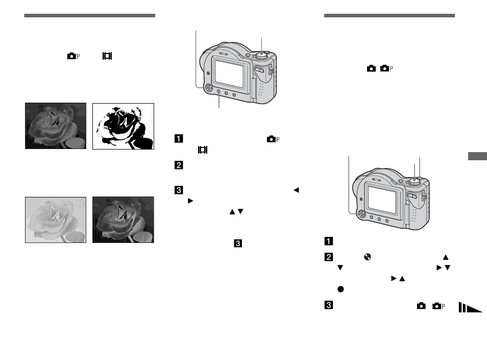 Adding special effects, Confirming whether to record images, Picture effect | Confirm before write | Sony MVC-CD350 User Manual | Page 57 / 120